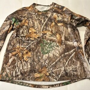 Realtree Edge Camo Long Sleeve Hunting‎ Stretch Outdoor Shirt Lightweight Mens L